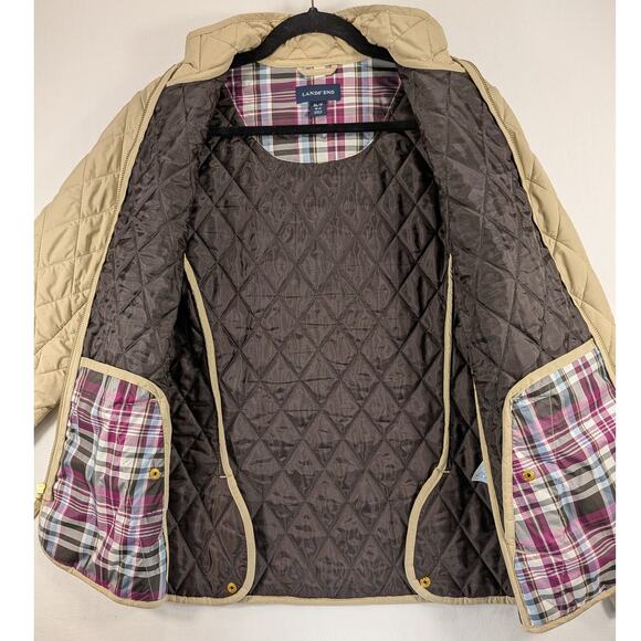 Lands End Jacket Women M/P Outerwear Diamond Quilted Riding Chore Classic Preppy - Picture 3 of 12